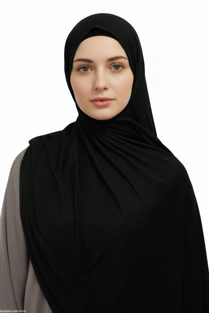 Premium Quality Cotton Jersey Hijab / Shawl | Black