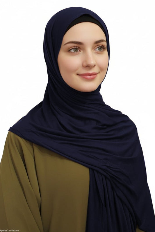 Premium Quality Cotton Jersey Hijab / Shawl | Navy Blue