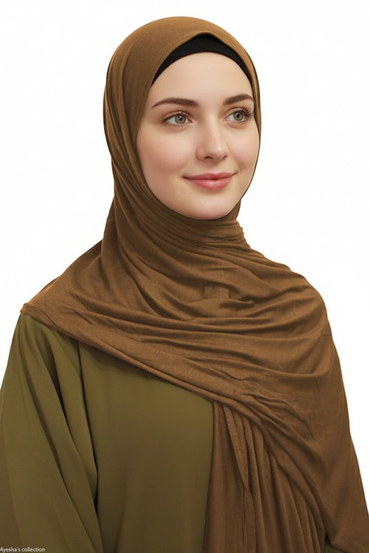 Premium Quality Cotton Jersey Hijab / Shawl | Brown