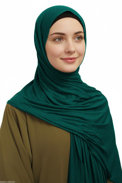 Premium Quality Cotton Jersey Hijab / Shawl | Dark Green