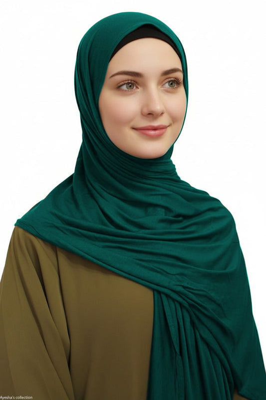 Premium Quality Cotton Jersey Hijab / Shawl | Dark Green