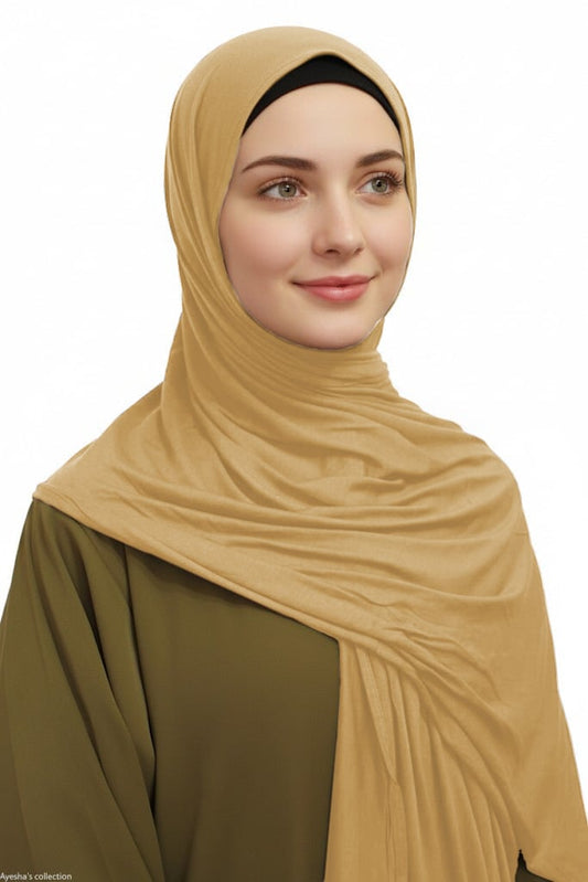 Premium Quality Cotton Jersey Hijab / Shawl | Tan