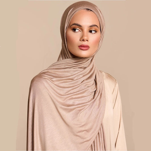 Premium Quality Cotton Jersey Hijab / Shawl (Light Brown)
