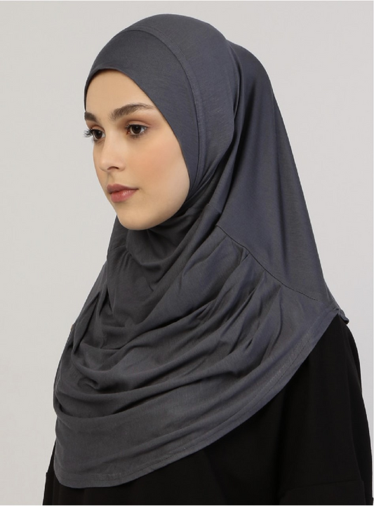 Viscose Instant Muslim Hijab (Charcoal)