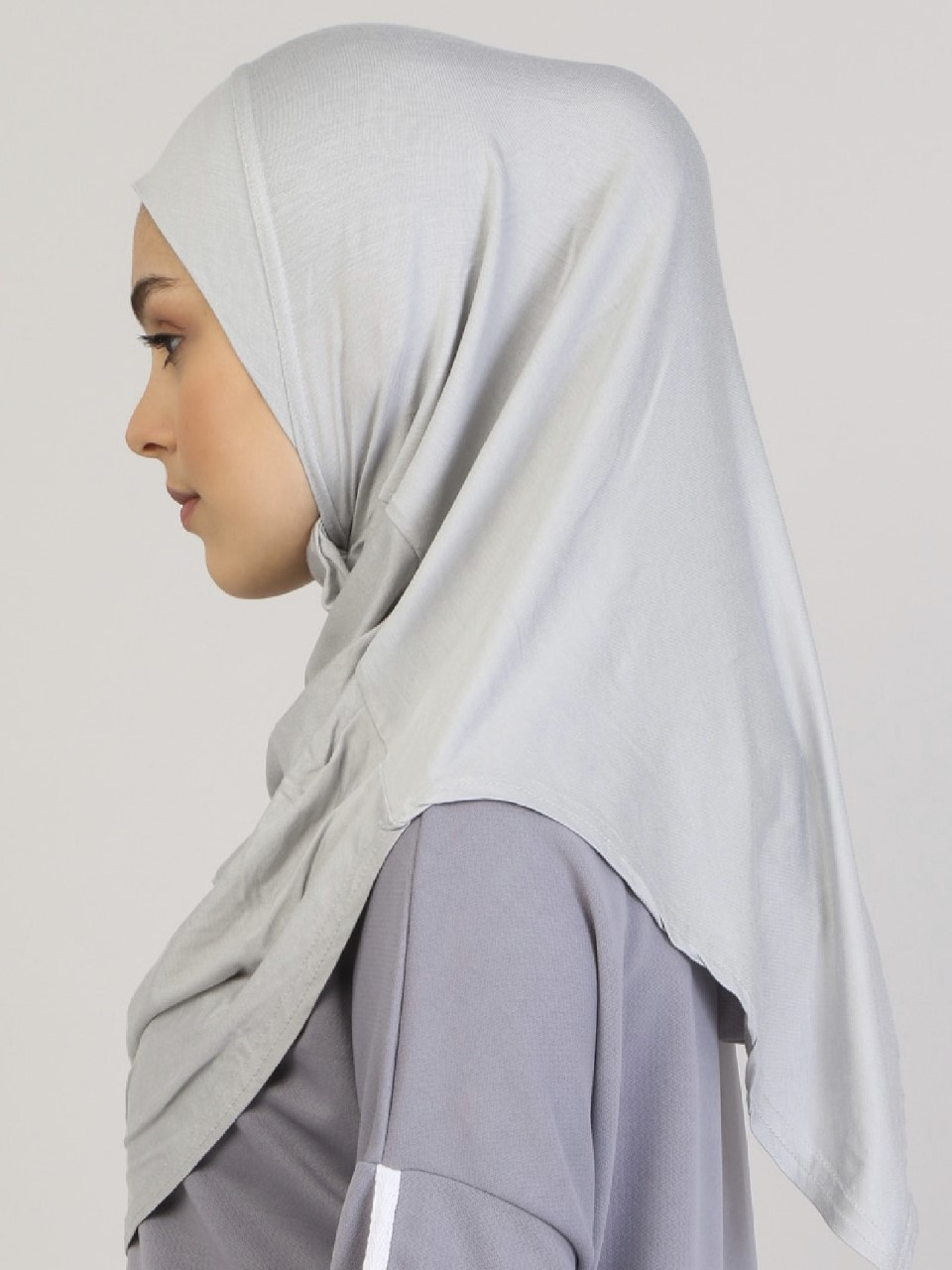 Viscose Instant Muslim Hijab | Light Gray