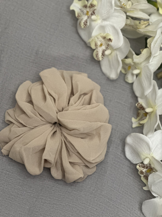 Large Chiffon Scrunchie (Beige)
