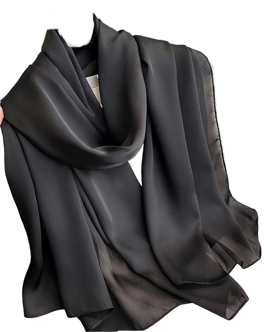 Matte Satin Silk Scarf (Black) - Ayesha’s Collection