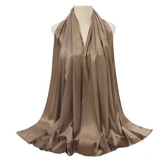 Matte Satin Silk Scarf (Brown) - Ayesha’s Collection