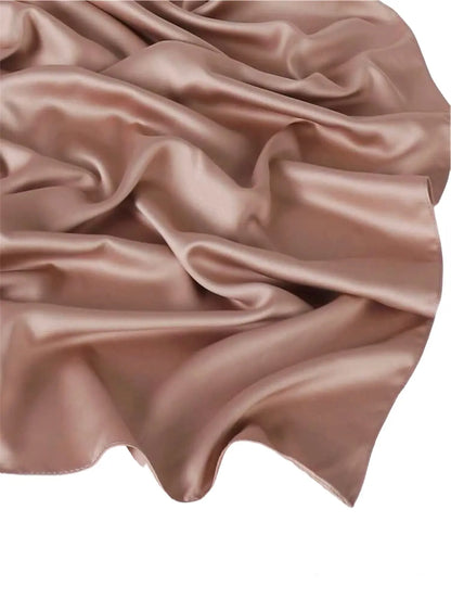 Matte Satin Silk Scarf (Khaki) - Ayesha’s Collection