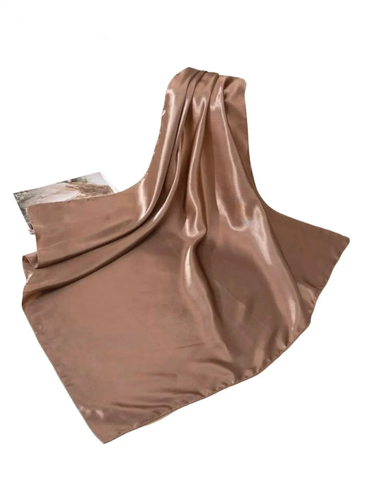 Matte Satin Silk Scarf (Khaki) - Ayesha’s Collection