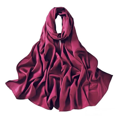 Matte satin silk scarf in maroon — elegant hijab and modest fashion accessory at Ayesha's Collection