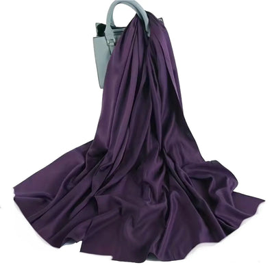 Matte Satin Silk Scarf (Plum) - Ayesha’s Collection