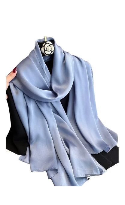 Matte Satin Silk Scarf (Baby Blue) - Ayesha’s Collection