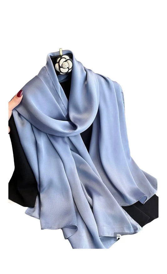 Matte Satin Silk Scarf (Baby Blue) - Ayesha’s Collection