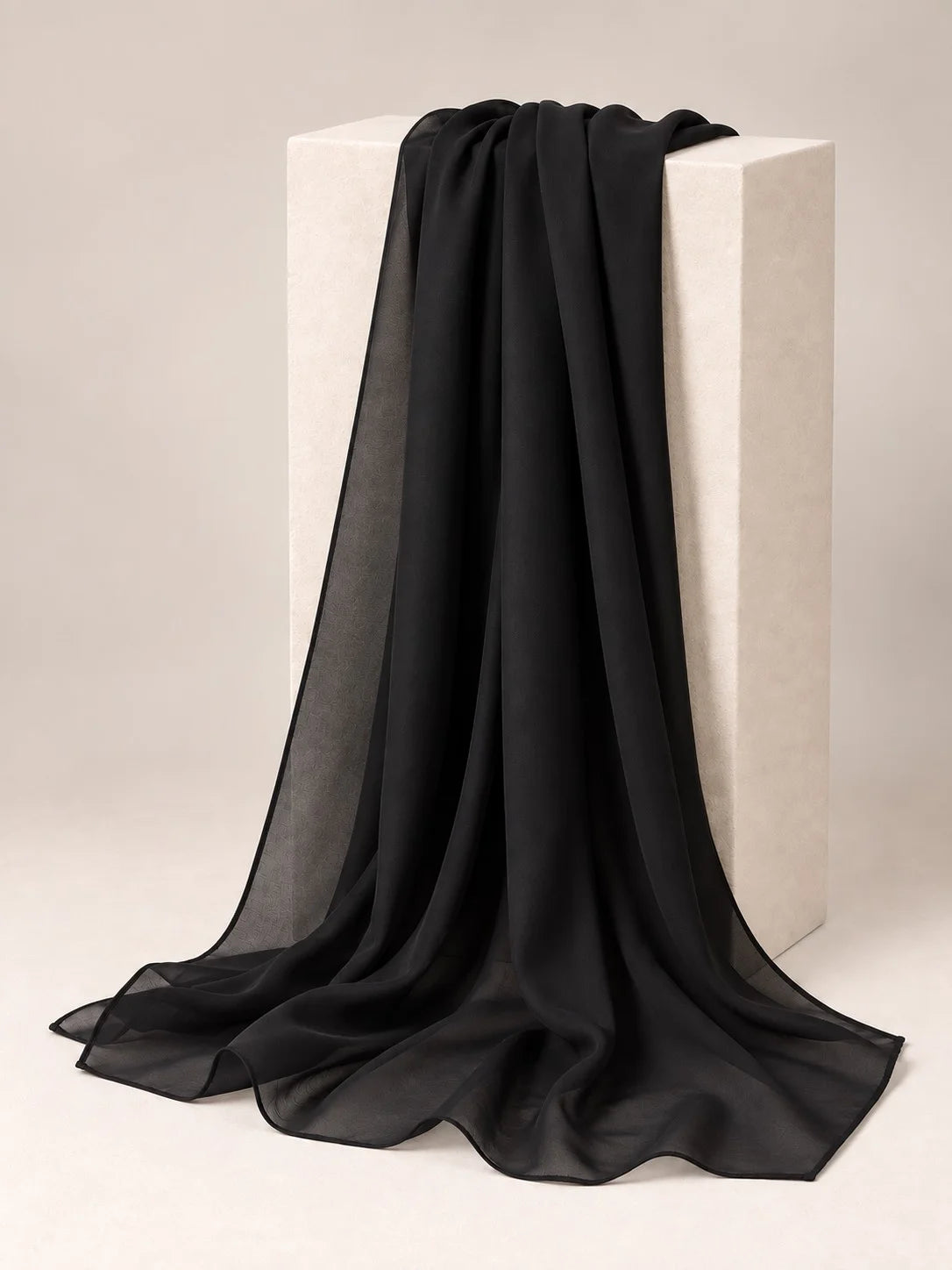 Open Front Button-Down Abaya with Matching Hijab | Black