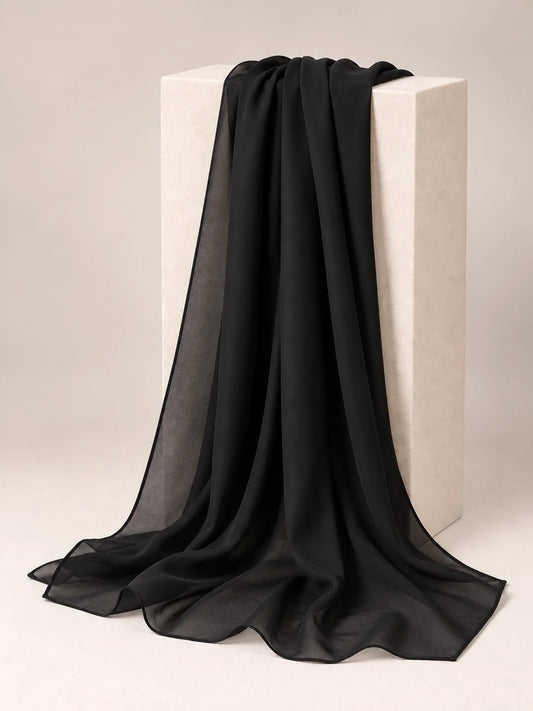 Open Front Button-Down Abaya with Matching Hijab | Black