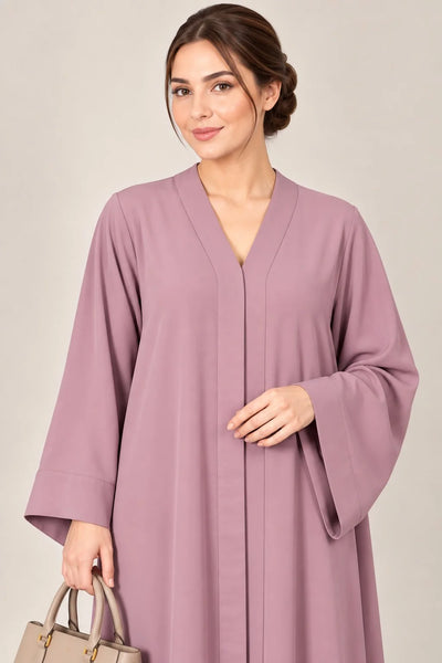 Open Front Button-Down Abaya with Matching Hijab | Pink