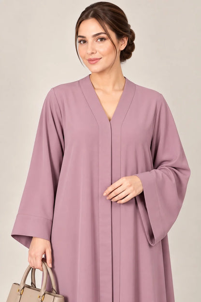 Open Front Button-Down Abaya with Matching Hijab | Pink