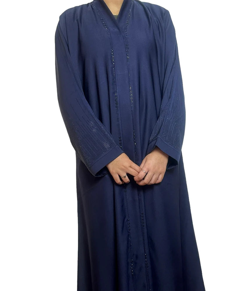 Open Front Button Down Abayas (Blue)