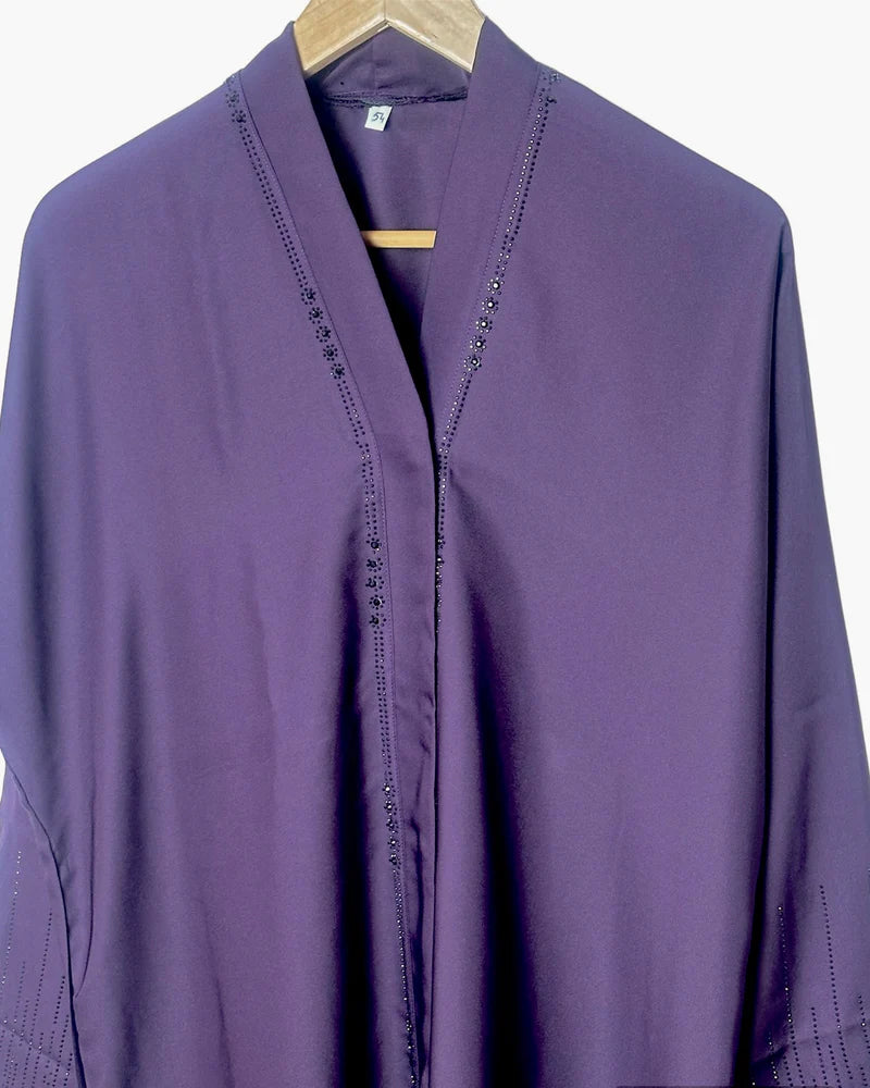 Open Front Button Down Abayas Purple - Ayesha’s Collection