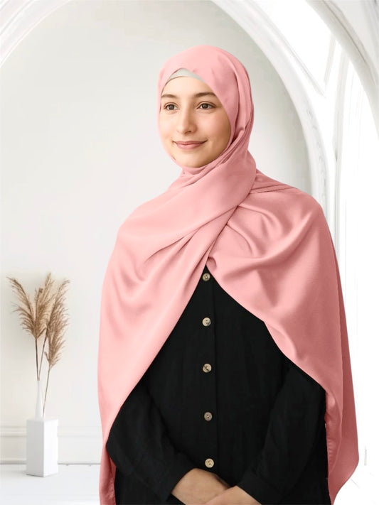 Matte Satin Silk Scarf | Light Peach