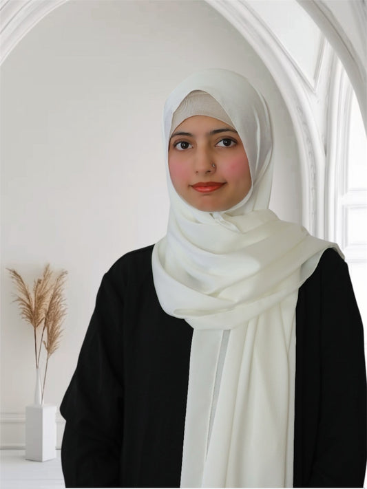Matte Satin Silk Scarf | White