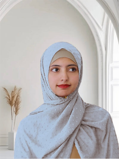 Pom Bubble Chiffon Hijab | Natural Gray