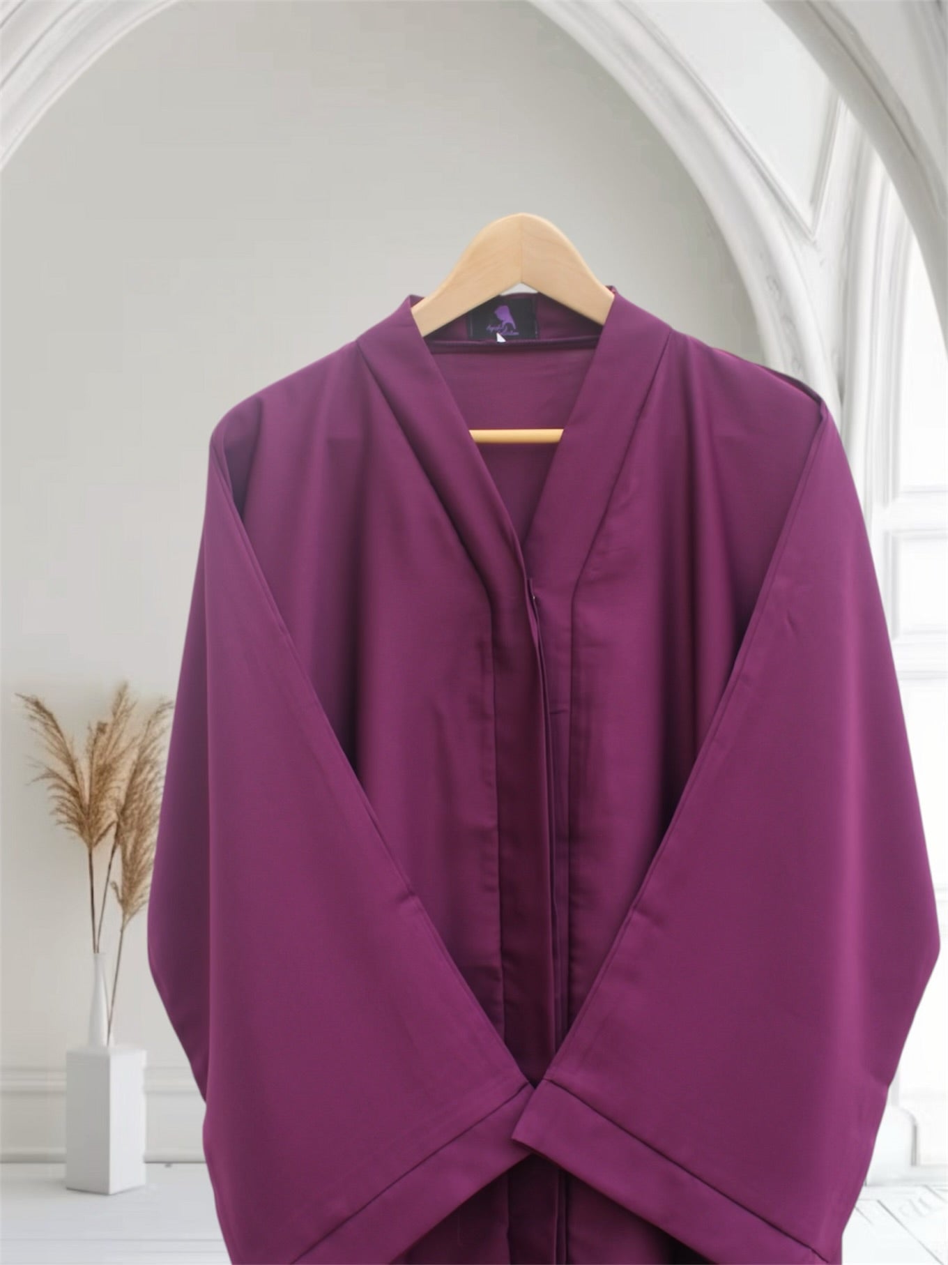 Open Front Button-Down Abaya with Matching Hijab | Purple