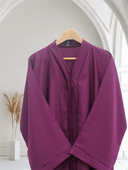 Open Front Button-Down Abaya with Matching Hijab | Purple