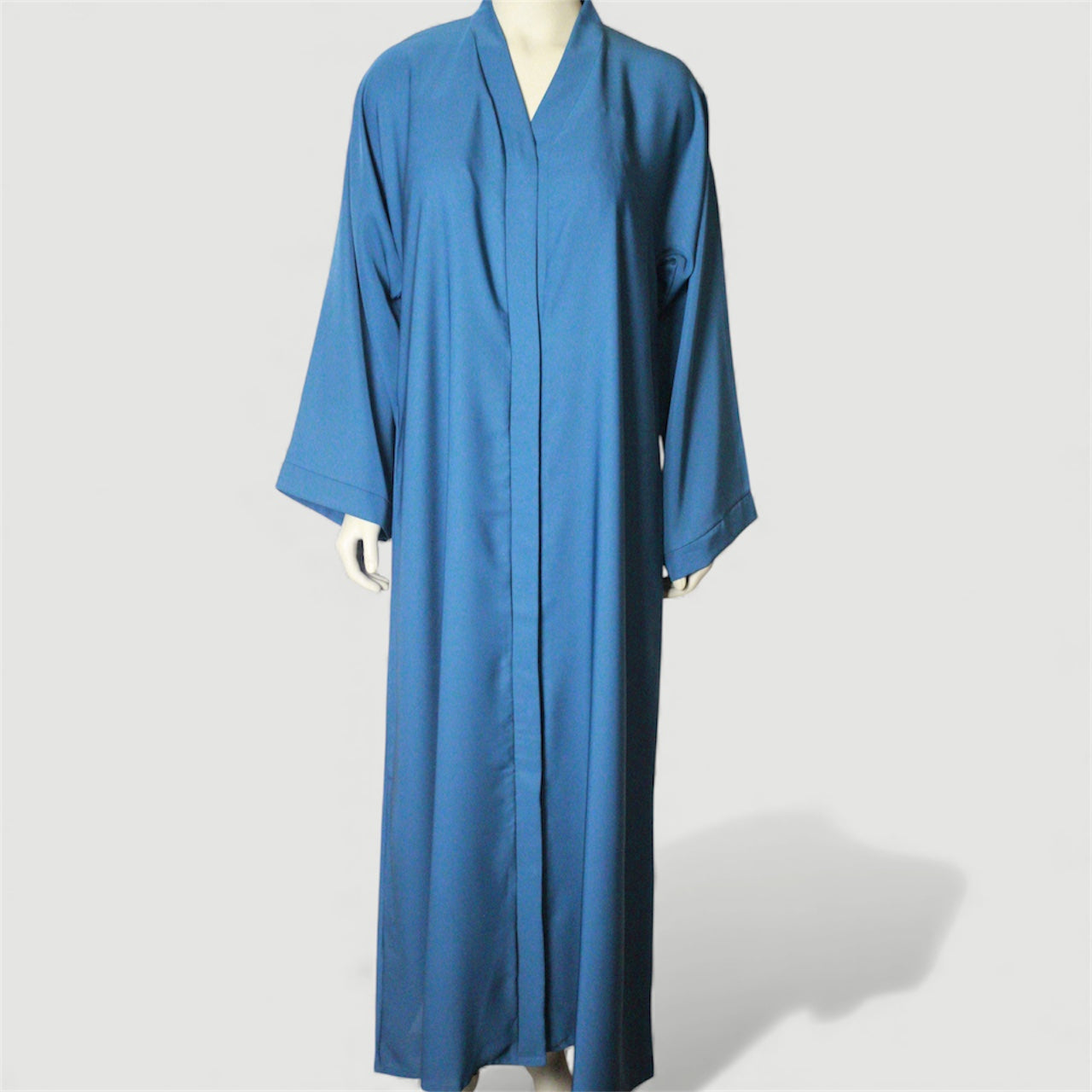 Open Front Button-Down Abaya with Matching Hijab | Teal Blue