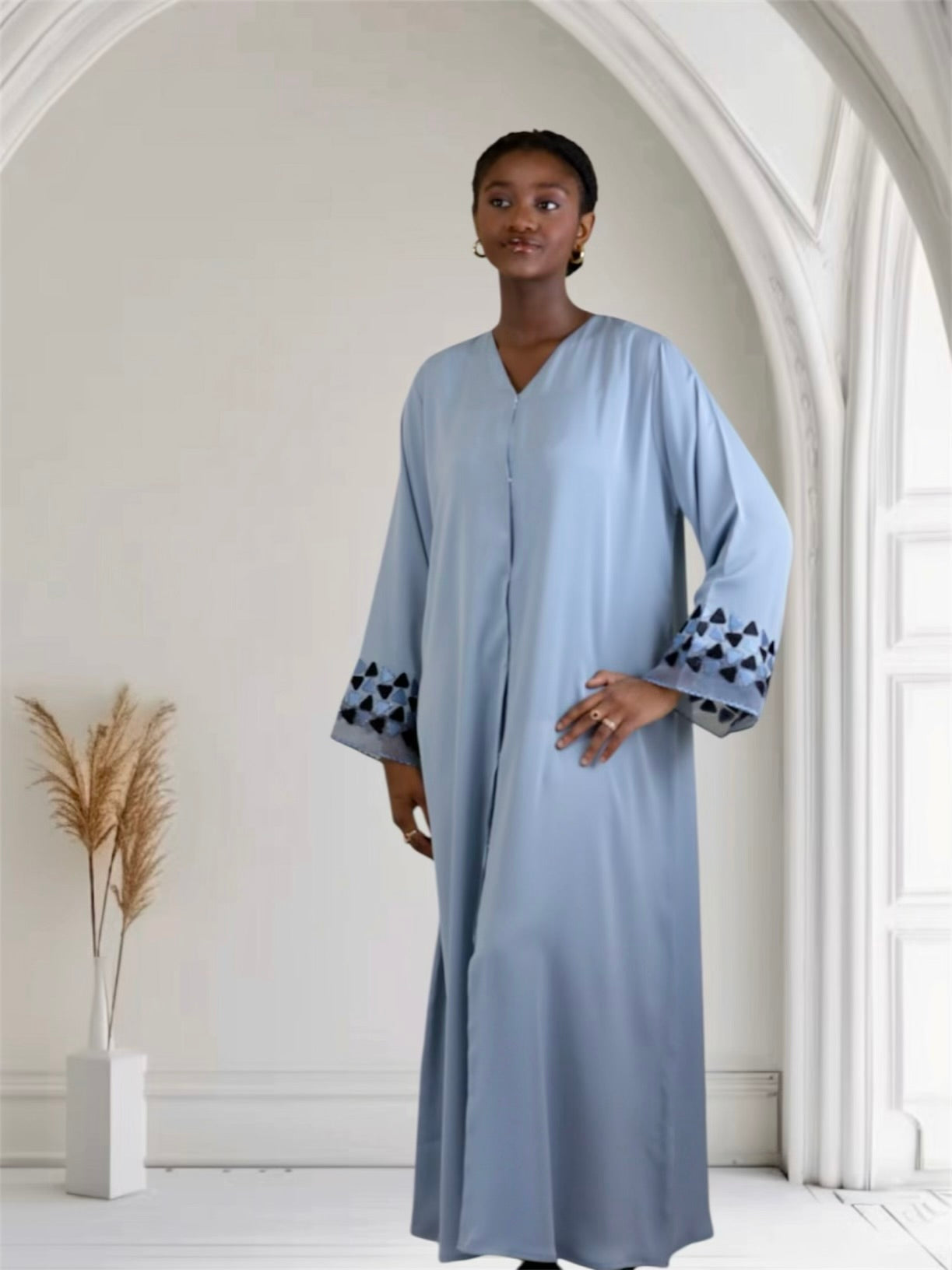 Ayesha's Luxury Embroidered Abaya set | Slate Blue