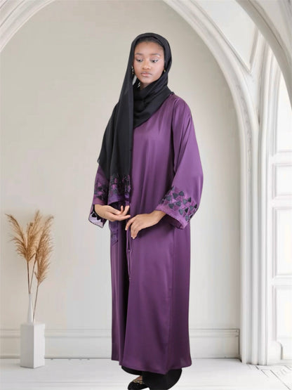 Ayesha's Luxury Embroidered Abaya set | Royal Purple