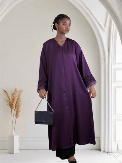 Ayesha's Luxury Embroidered Abaya set | Royal Purple