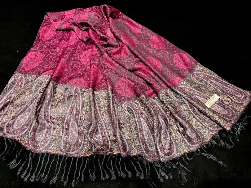 Pink and Black Pashmina Shawl - Ayesha’s Collection