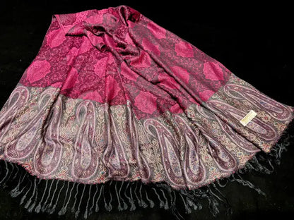 Pink and Black Pashmina Shawl - Ayesha’s Collection