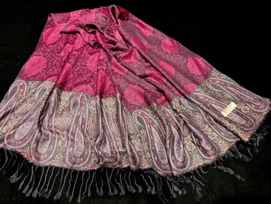 Pink and Black Pashmina Shawl - Ayesha’s Collection