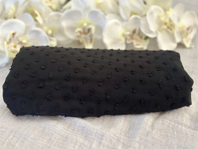 Pom Bubble Chiffon Hijab (Black) - Ayesha’s Collection