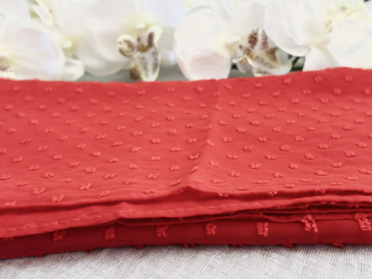 Pom Bubble Chiffon Hijab | Bright Red
