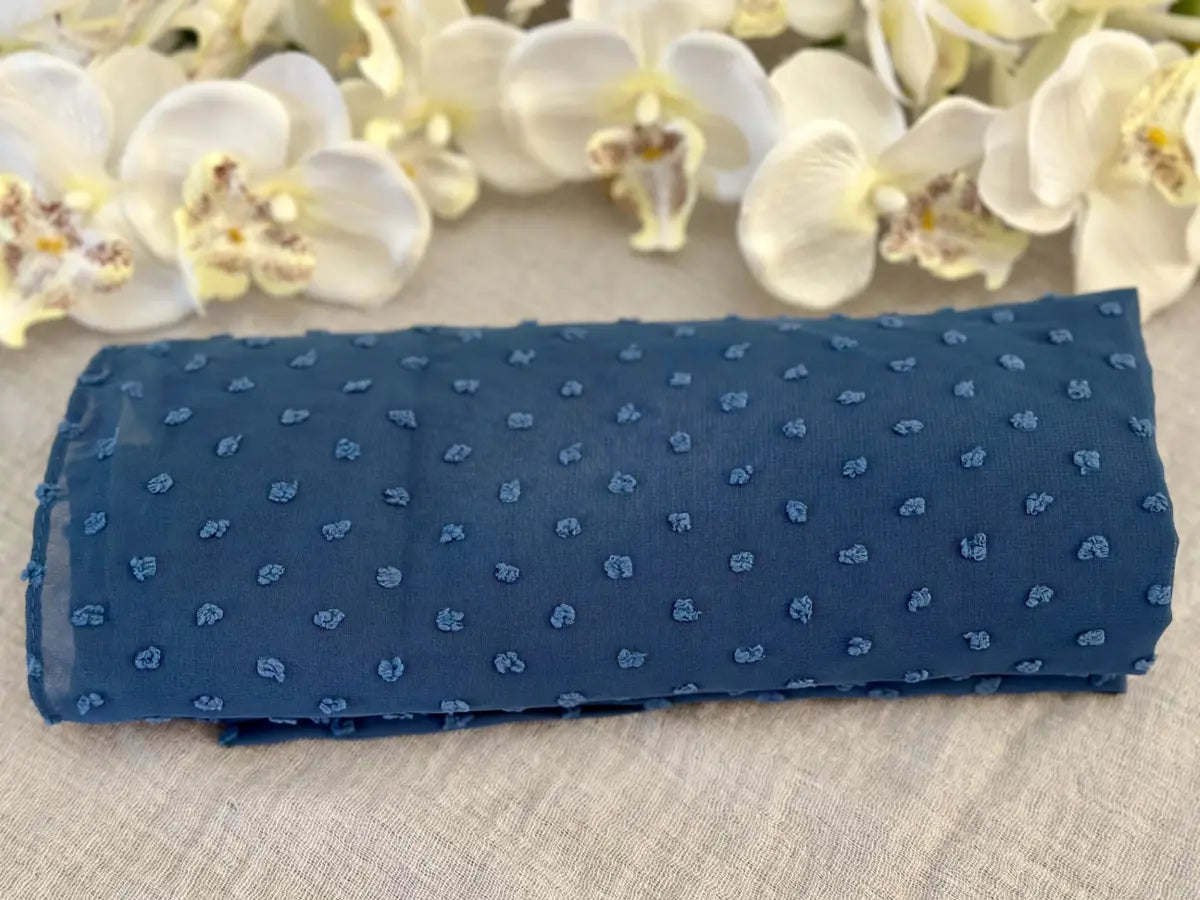 Pom Bubble Chiffon Hijab (Dusty Blue) - Ayesha’s Collection