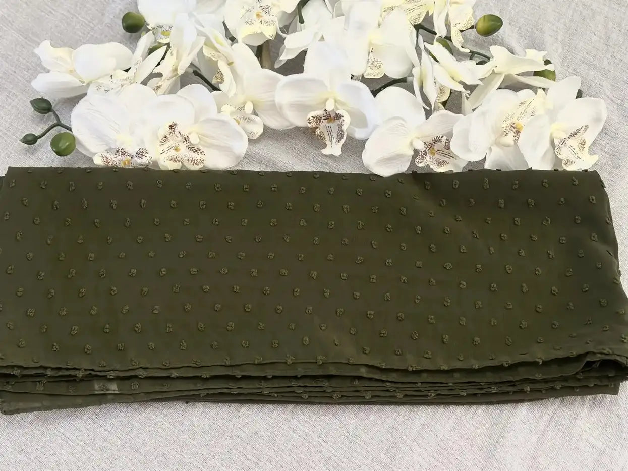 Pom Bubble Chiffon Hijab | Henna Green