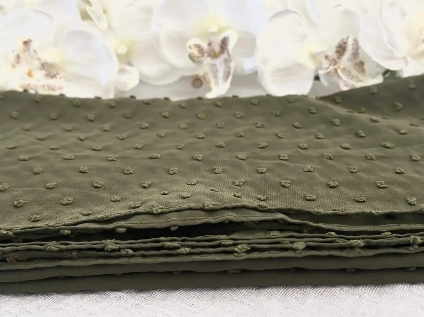 Pom Bubble Chiffon Hijab | Henna Green