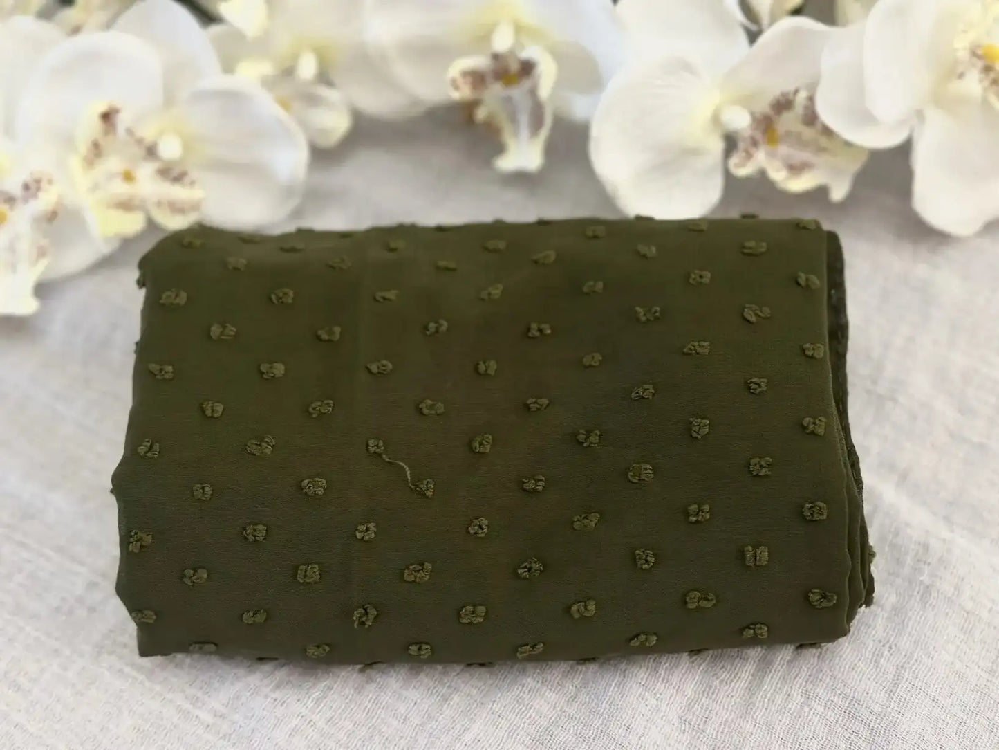 Pom Bubble Chiffon Hijab | Henna Green