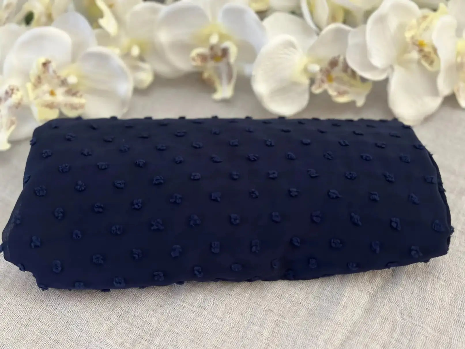 Pom Bubble Chiffon Hijab (Navy Blue) - Ayesha’s Collection
