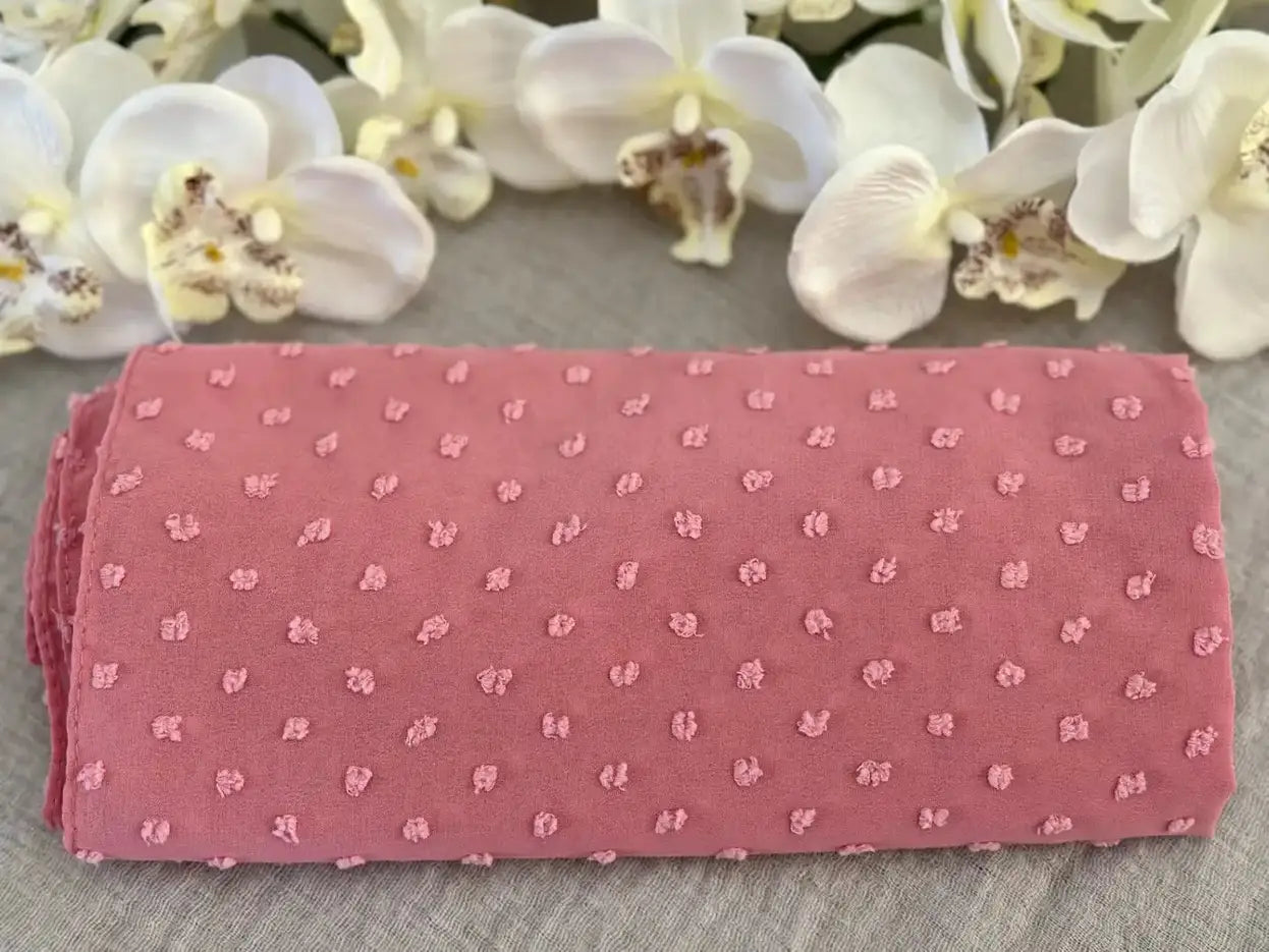 Pom Bubble Chiffon Hijab (Pink) - Ayesha’s Collection