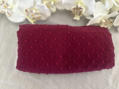Pom Bubble Chiffon Hijab (Purplish Maroon) - Ayesha’s Collection