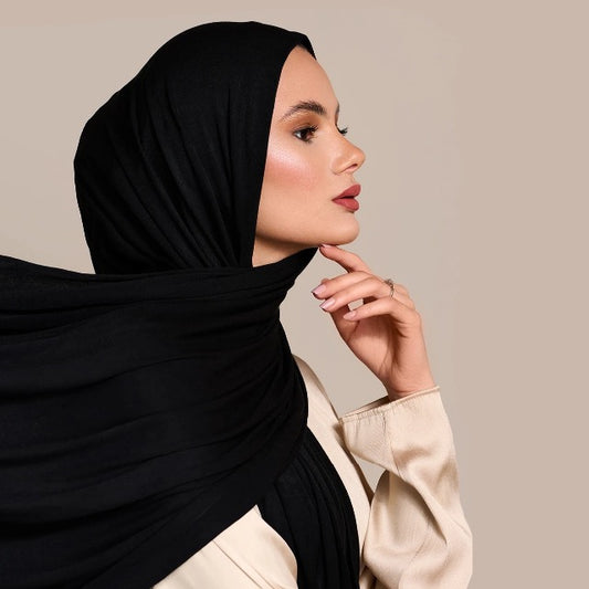 Premium Quality Cotton Jersey Hijab / Shawl (Black)
