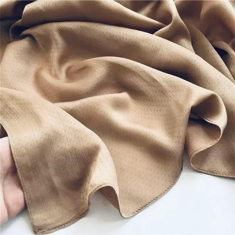 Satin Silk Crepe Dotted Shawl  Scarf (Beige) - Ayesha’s Collection