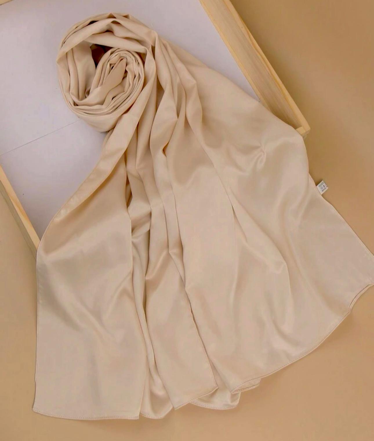 Matte Satin Silk Scarf (Beige) - Ayesha’s Collection