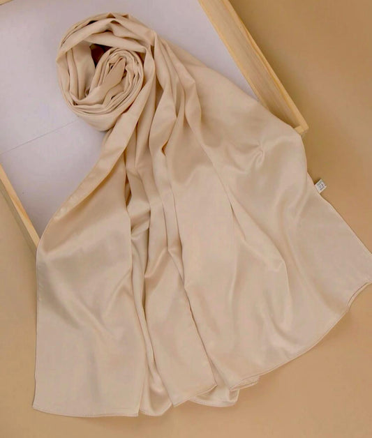 Matte Satin Silk Scarf (Beige) - Ayesha’s Collection