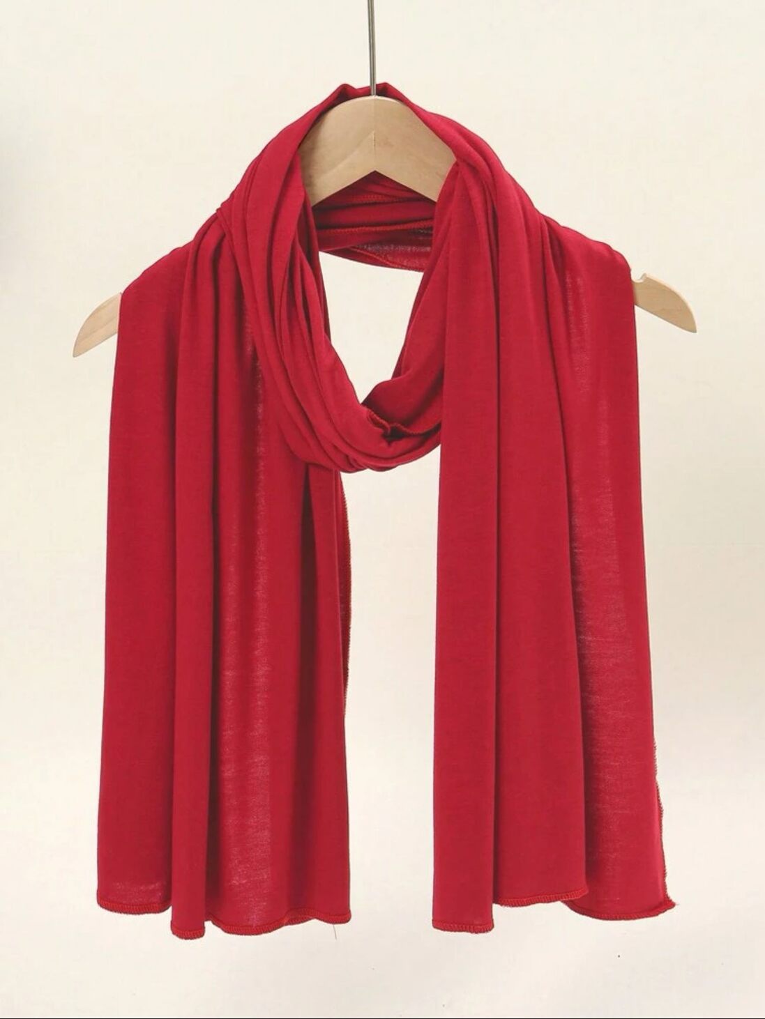 Rayon Cotton Jersey Scarf | Red